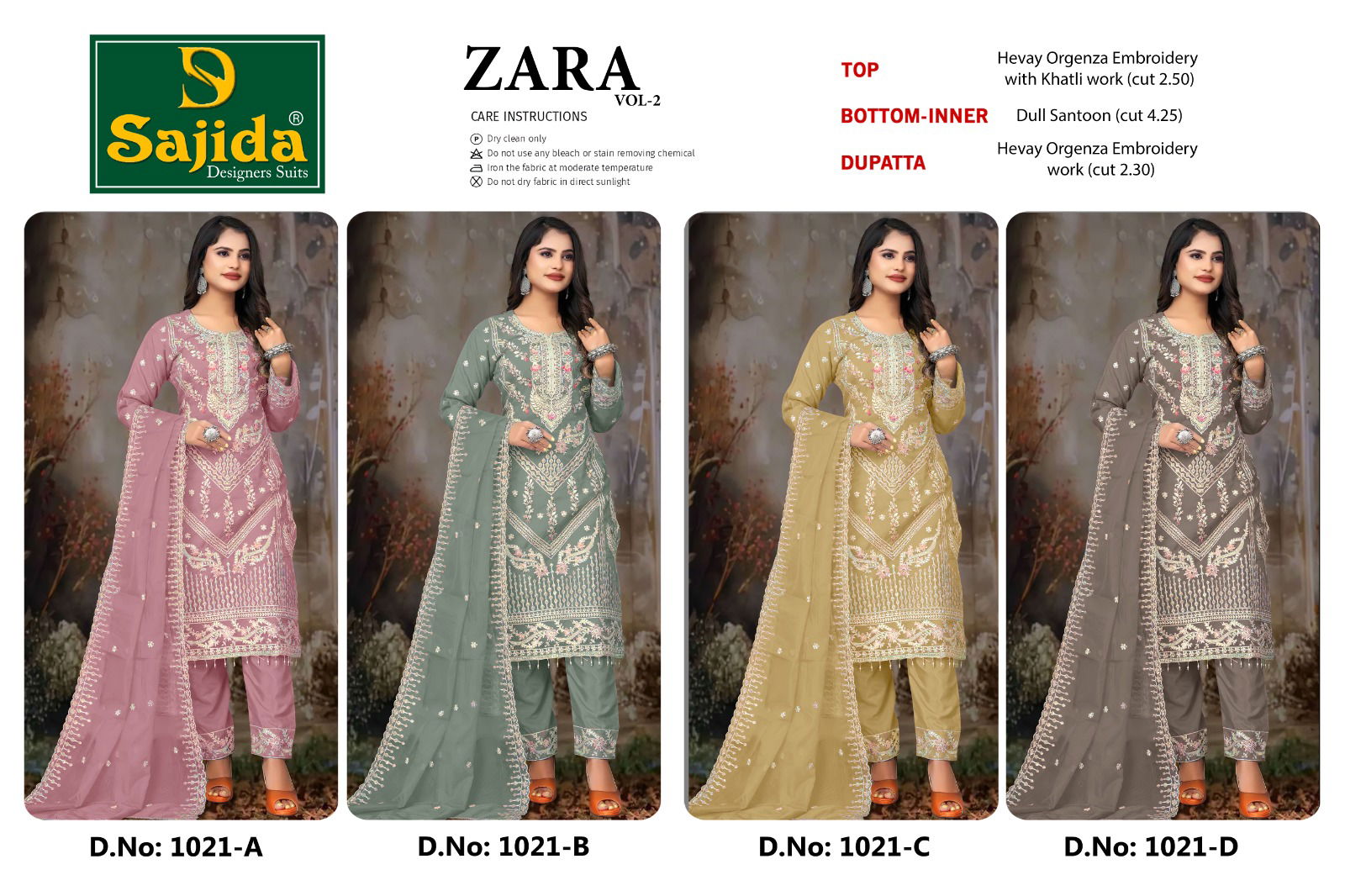 Zara Vol 2 by Sajida Organza Pakistani Salwar Kameez Orders In India